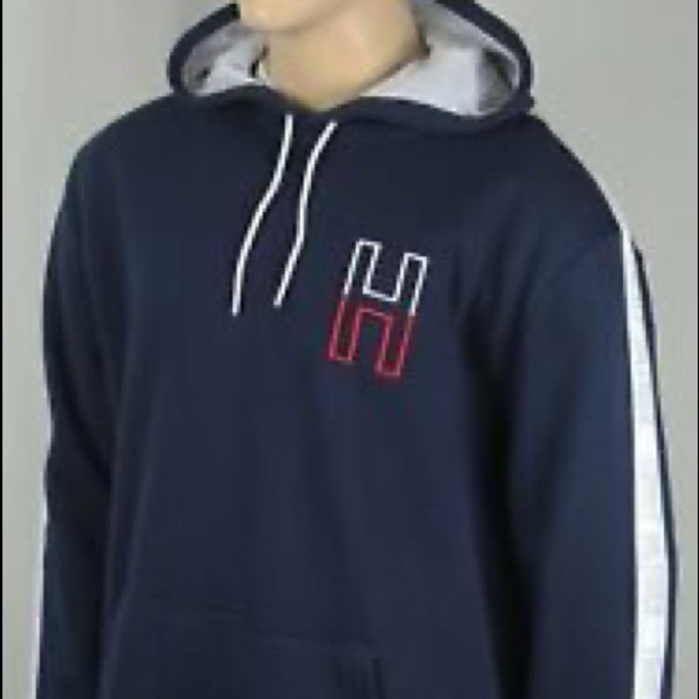 Tommy Hilfiger Navy Blue Heavyweight Pullover Fleece Sweatshirt Hoodie size XXL